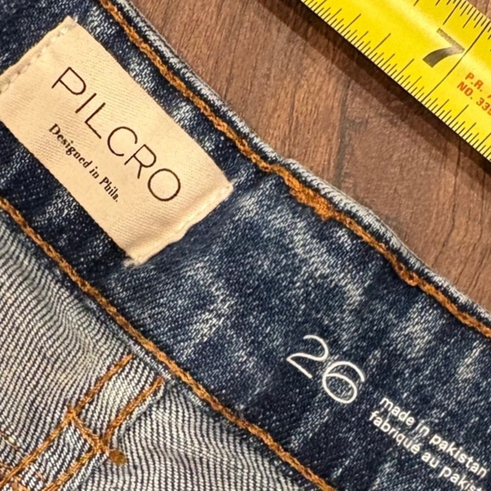 Pilcro Anthropologie Kayden Cuffed Carpenter Barrel Leg Jeans 26 Acid Wash Blue - Picture 5 of 10